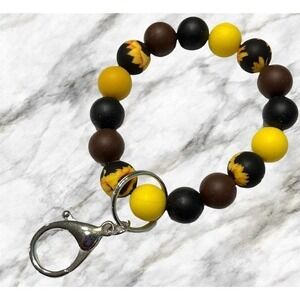 wristlet, key chain, silicone beads, non stretch Sunflower‎